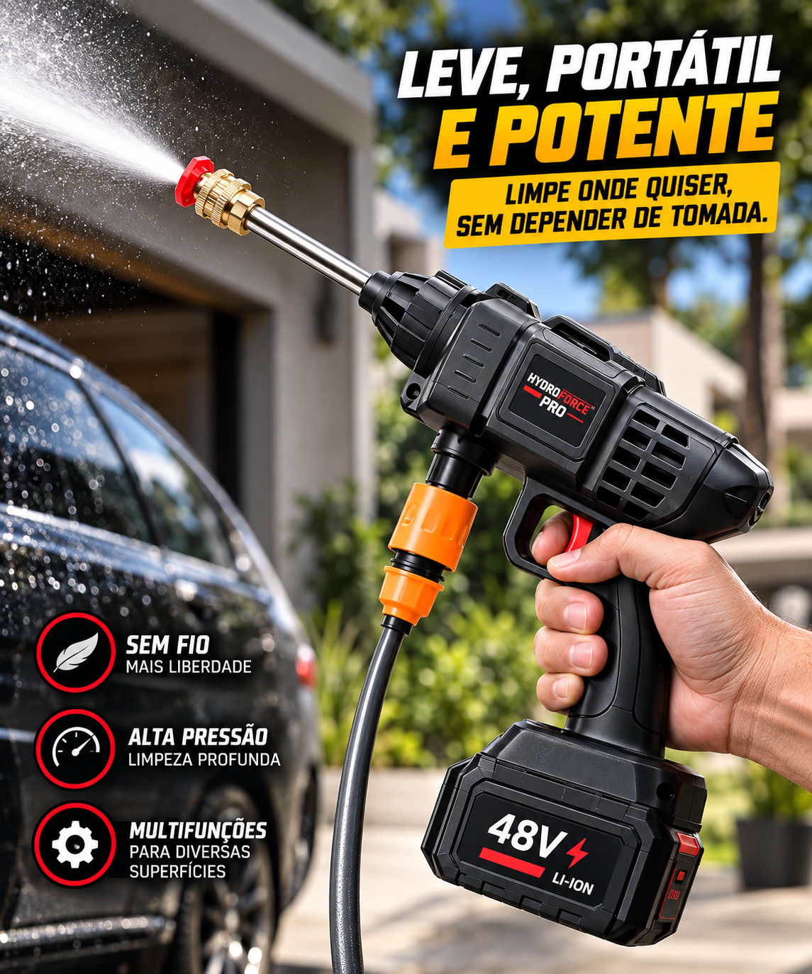 Aplicações e jatos da pistola lavadora